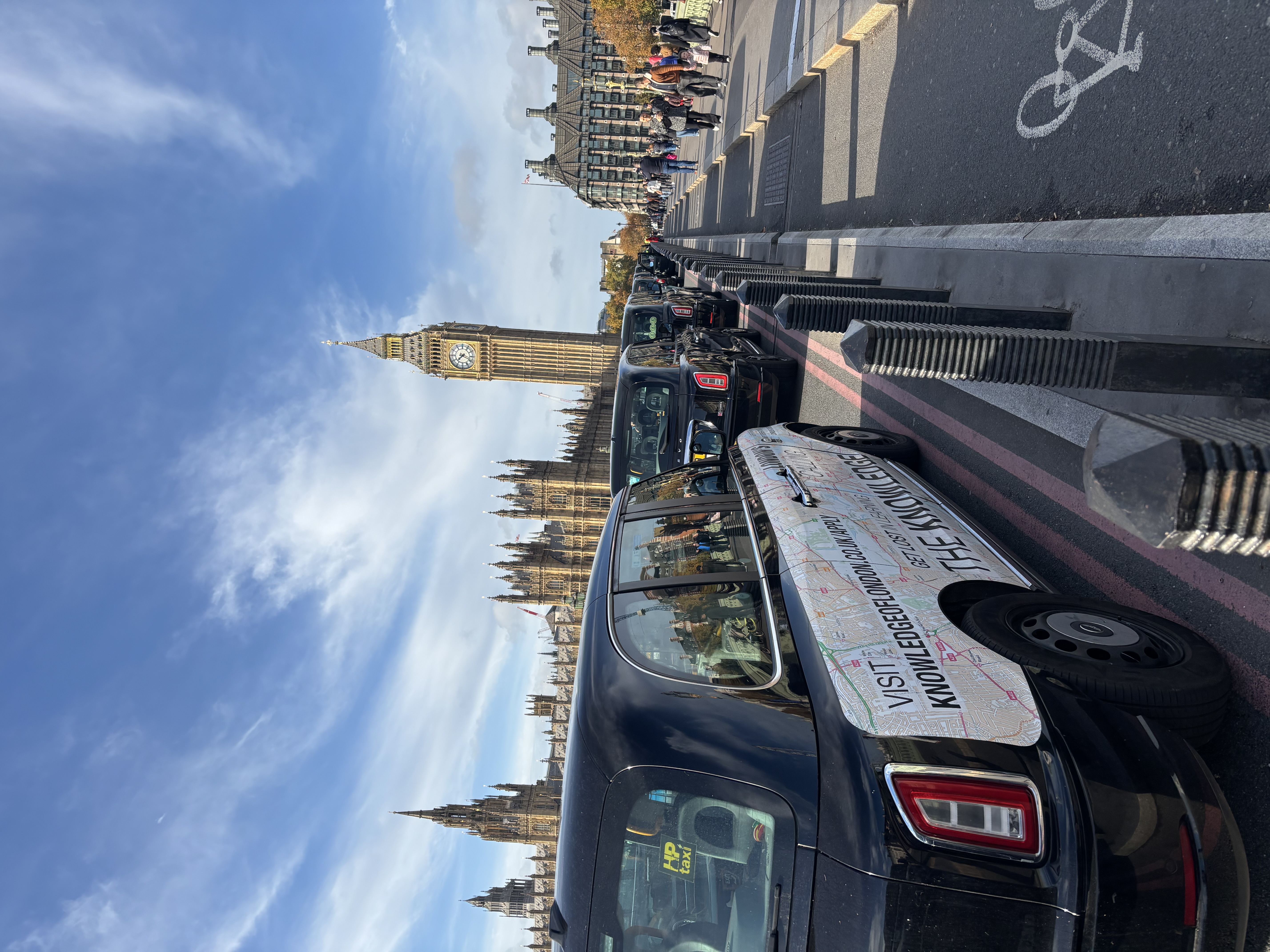 Taxis lined up on Westminster Bridge
