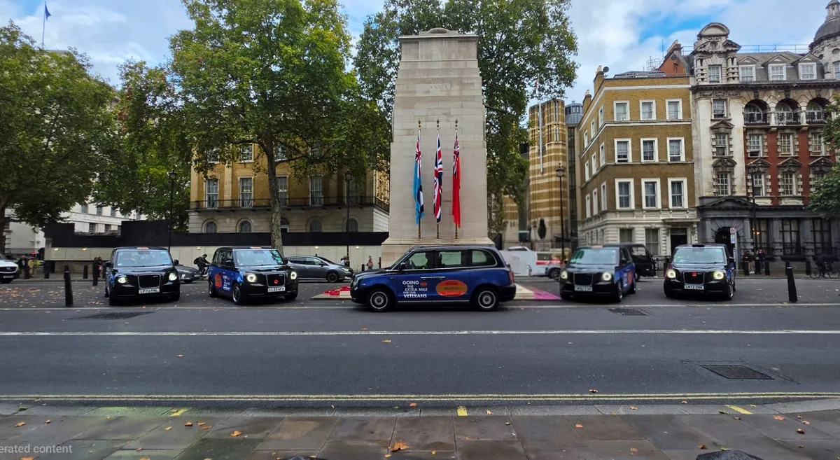 5 liveried taxis at The Cenotaph